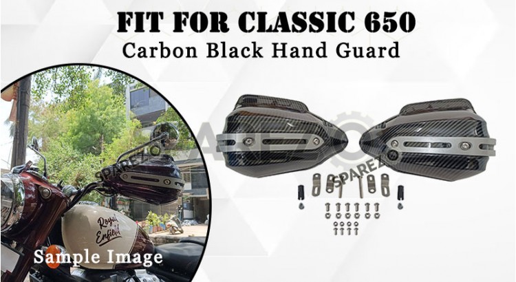 Fit For Royal Enfield Classic 650 Tinted Carbon Black Hand Guard - SPAREZO